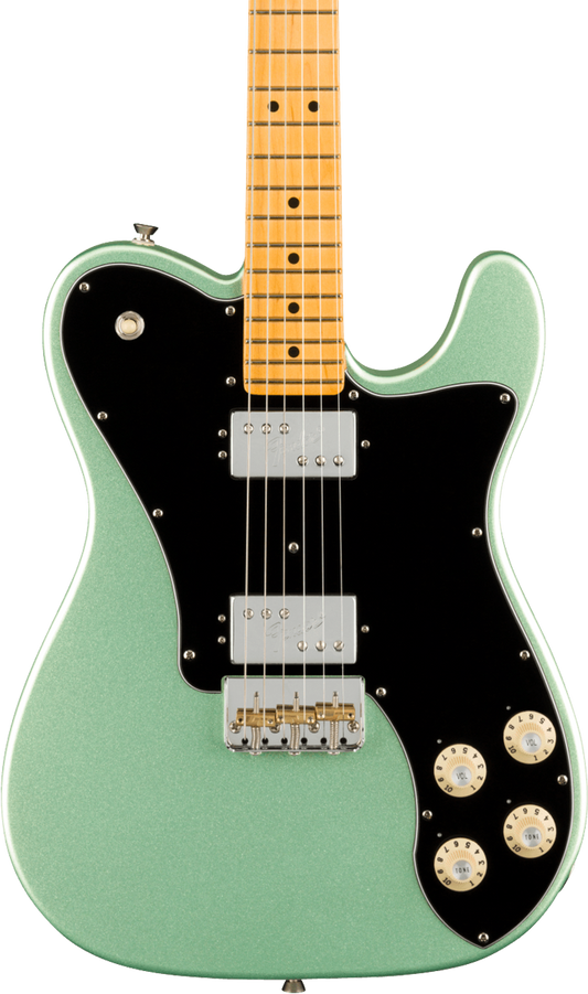 Front of Fender American Professional II Telecaster Deluxe MP Mystic Surf Green.