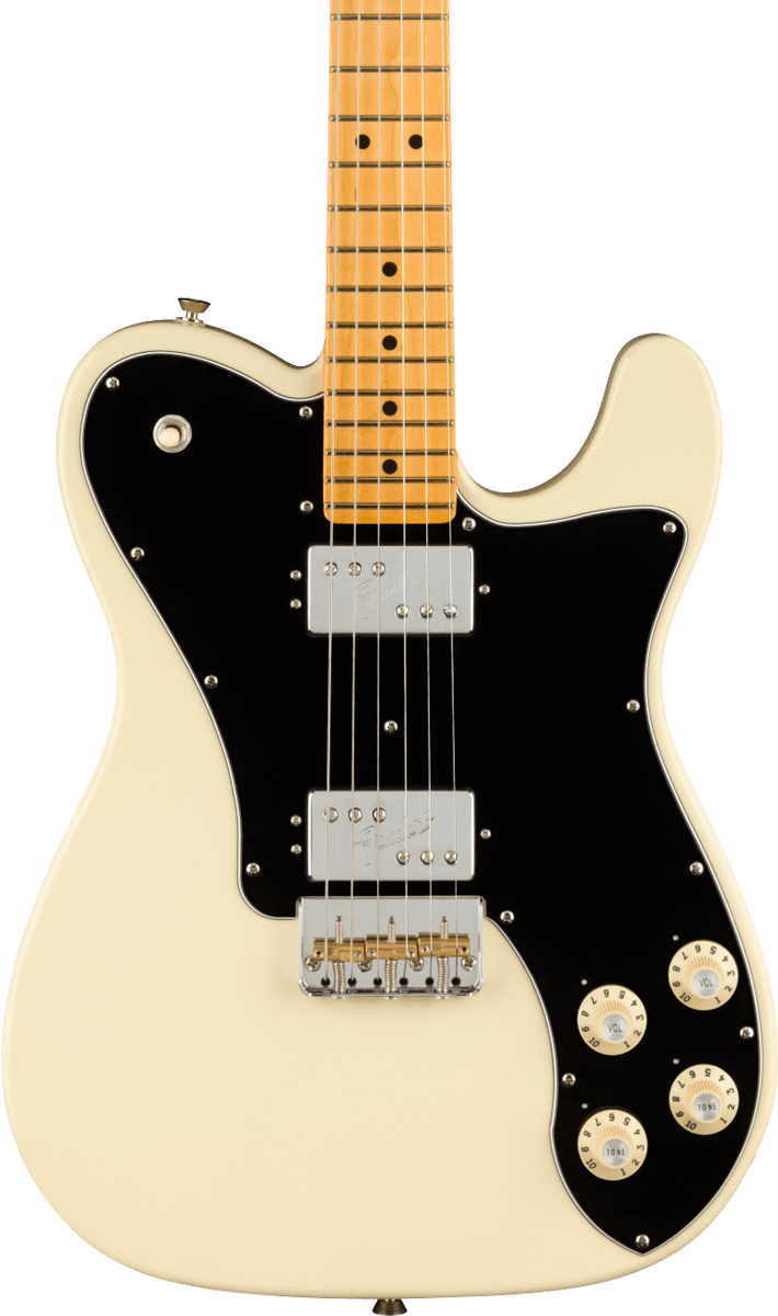 Front of Fender American Professional II Telecaster Deluxe MP Olympic White.