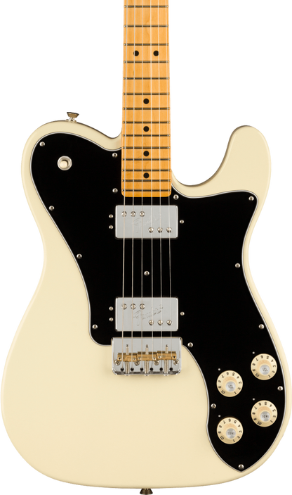 Front of Fender American Professional II Telecaster Deluxe MP Olympic White.