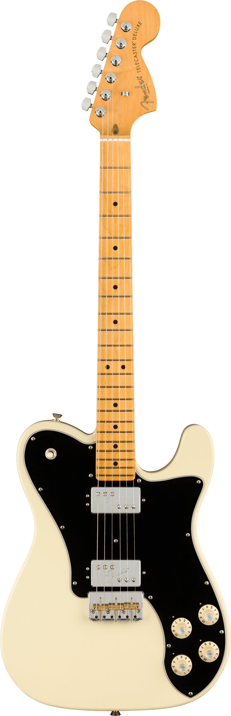 Full frontal of Fender American Professional II Telecaster Deluxe MP Olympic White.