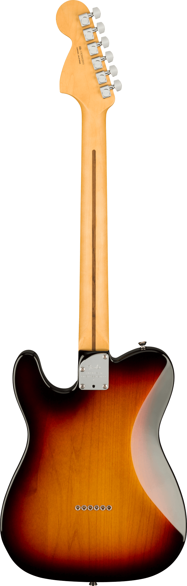 Back of Fender American Professional II Telecaster Deluxe RW 3-Color Sunburst.