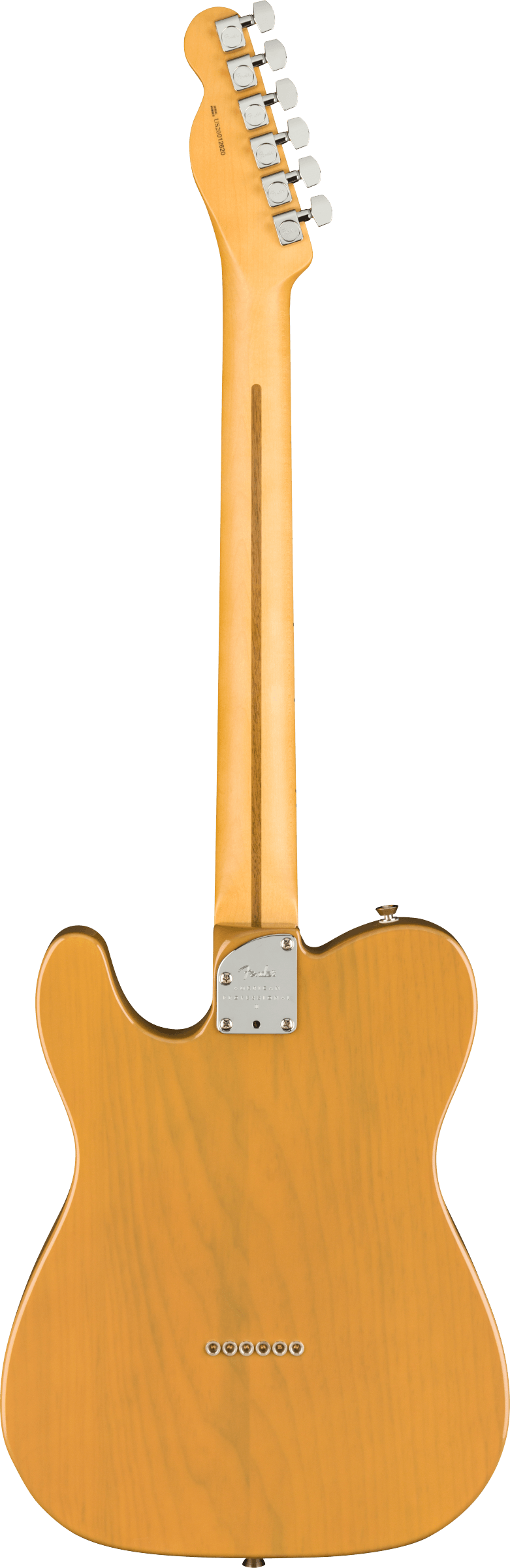 Back of Fender American Professional II Telecaster MP Butterscotch Blonde.
