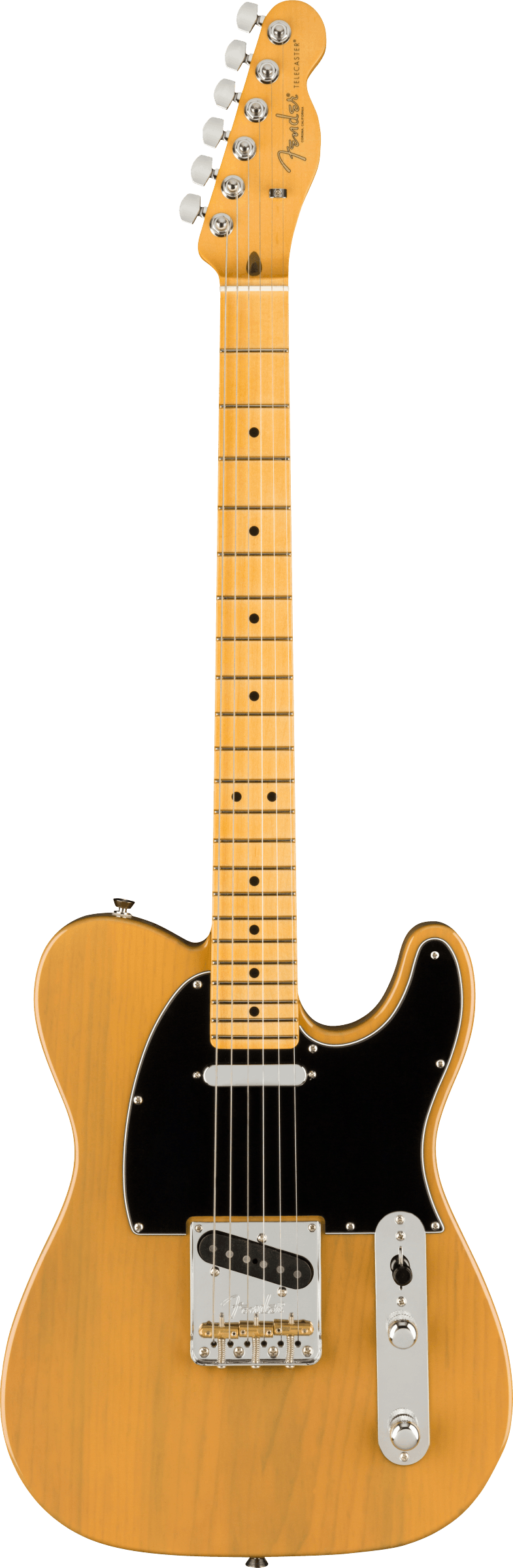 Full frontal of Fender American Professional II Telecaster MP Butterscotch Blonde.