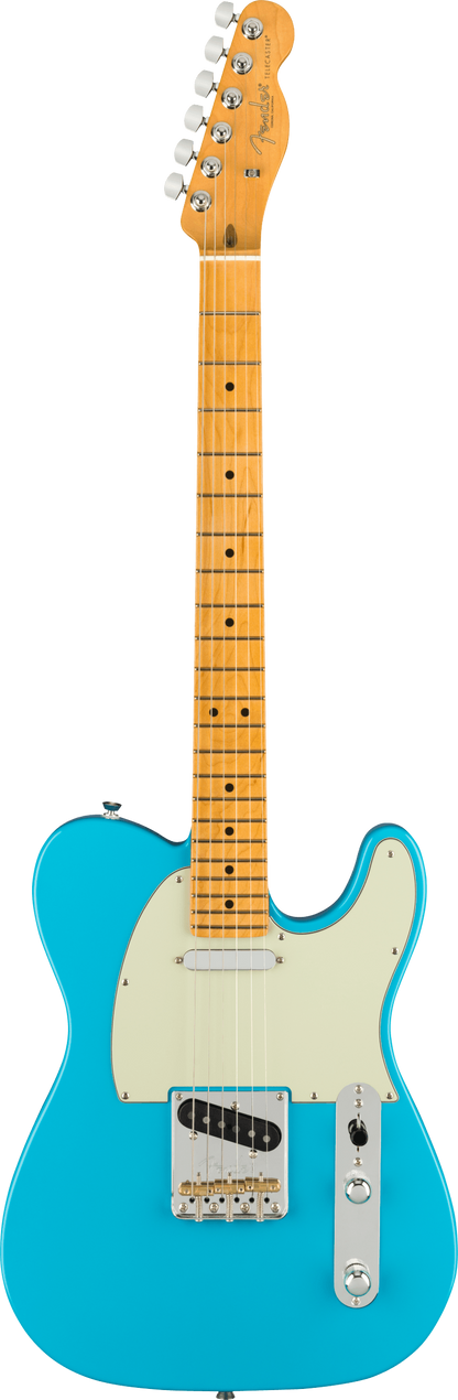 Full frontal of Fender American Professional II Telecaster MP Miami Blue.
