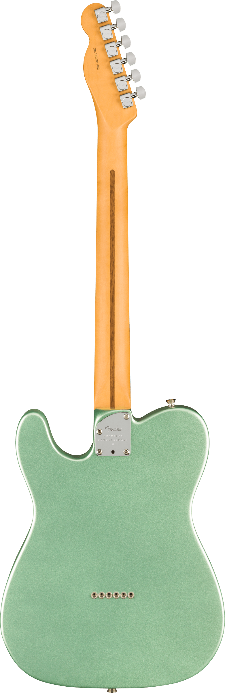 Back of Fender Telecaster electric guitar in Mystic Surf Green Tone Shop Guitars DFW