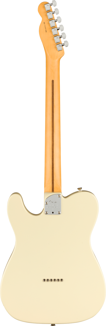 Back of Fender Telecaster electric guitar in Olympic White Tone Shop Guitars Dallas TX