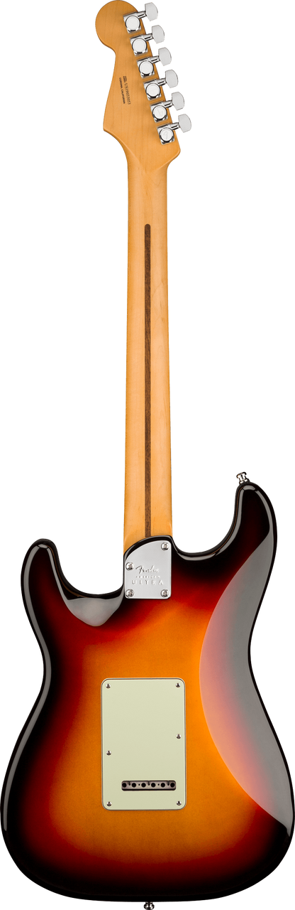 Back of Fender American Ultra Stratocaster MP Ultraburst.
