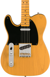 Front of Fender American Vintage II 1951 Telecaster Left Hand MP Butterscotch Blonde.