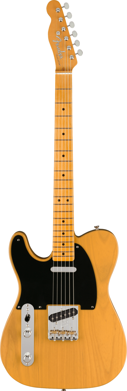 Full frontal of Fender American Vintage II 1951 Telecaster Left Hand MP Butterscotch Blonde.