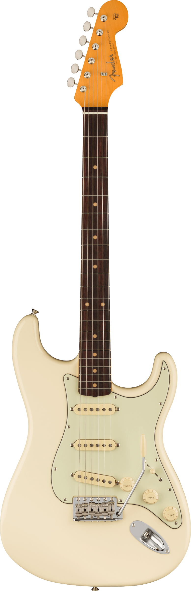 Full frontal of Fender American Vintage II 1961 Stratocaster RW Olympic White.