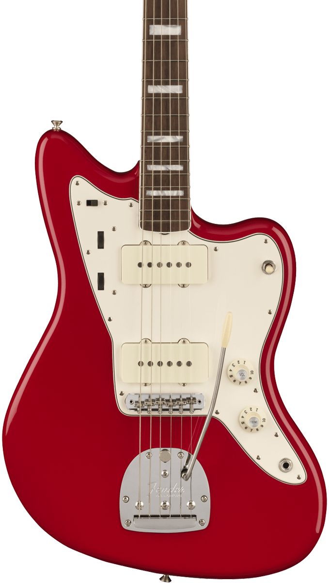 Front of Fender American Vintage II 1966 Jazzmaster RW Dakota Red.