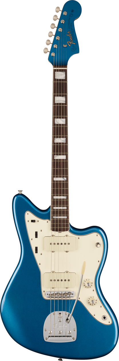 Full frontal of Fender American Vintage II 1966 Jazzmaster RW Lake Placid Blue.
