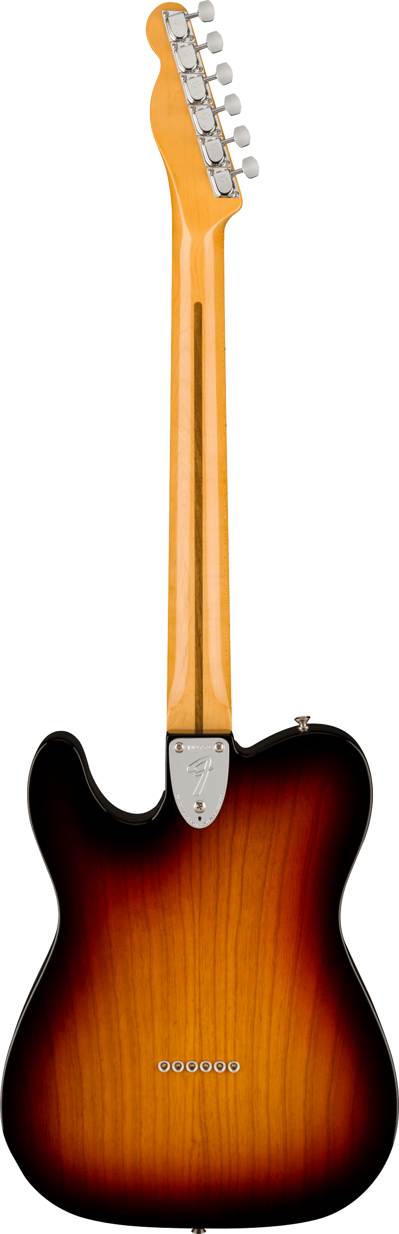 Back of Fender American Vintage II 1972 Telecaster Thinline MP 3-Color Sunburst.