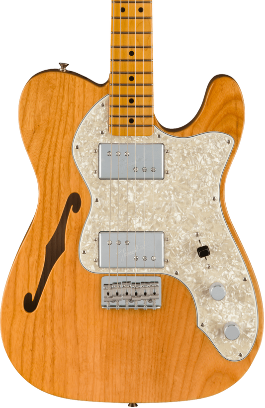 Front of Fender American Vintage II 1972 Telecaster Thinline MP Aged Natural.