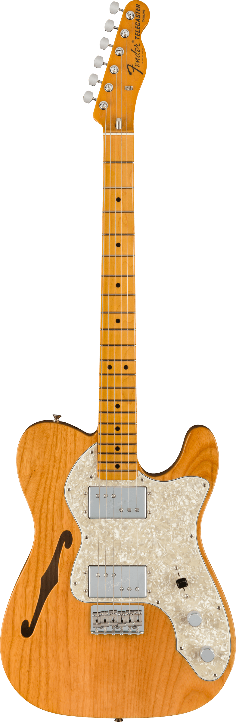 Full frontal of Fender American Vintage II 1972 Telecaster Thinline MP Aged Natural.