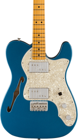 Front of Fender American Vintage II 1972 Telecaster Thinline MP Lake Placid Blue.