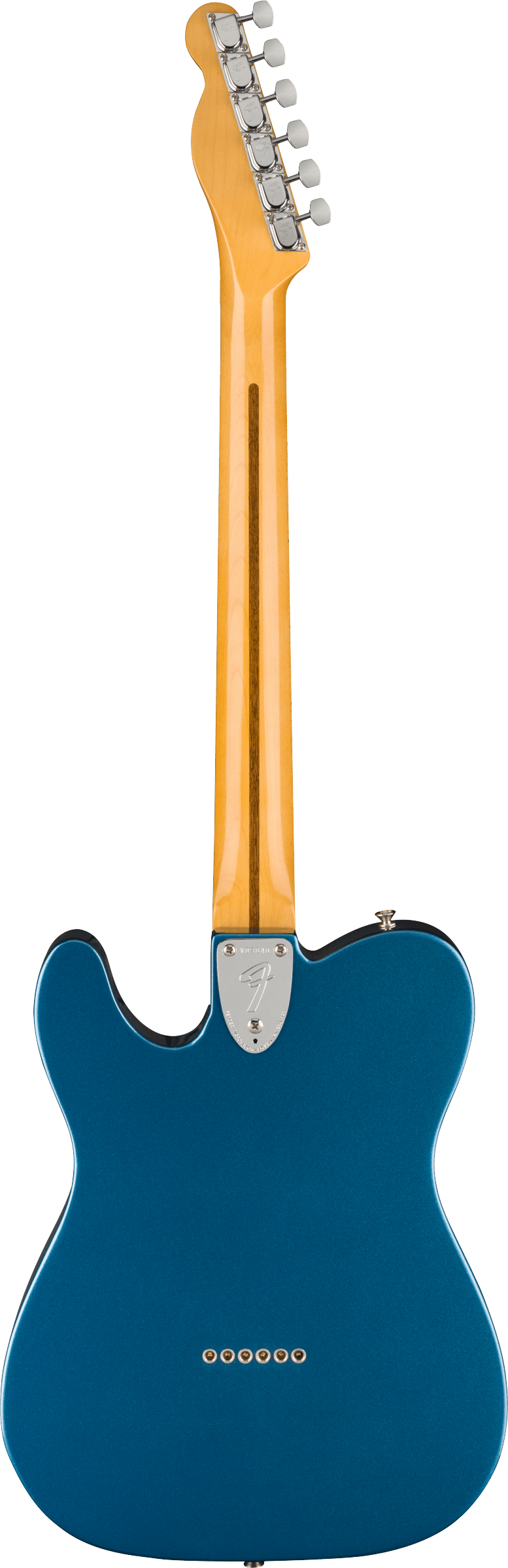 Back of Fender American Vintage II 1972 Telecaster Thinline MP Lake Placid Blue.