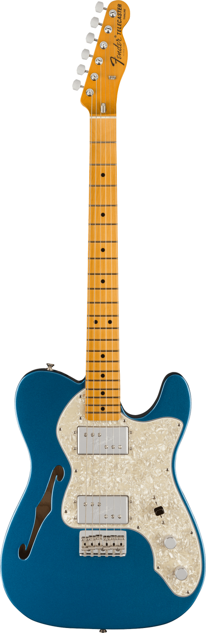 Full frontal of Fender American Vintage II 1972 Telecaster Thinline MP Lake Placid Blue.