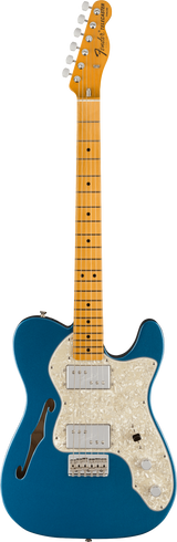 Full frontal of Fender American Vintage II 1972 Telecaster Thinline MP Lake Placid Blue.