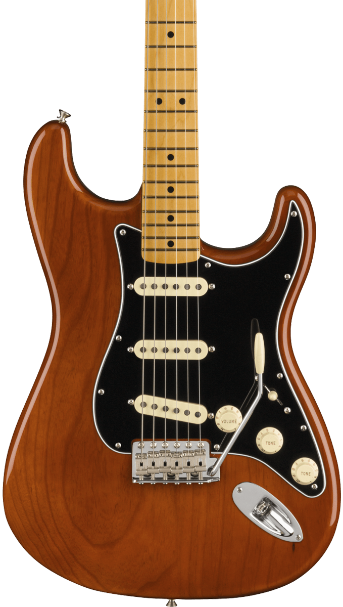 Front of Fender American Vintage II 1973 Stratocaster MP Mocha.