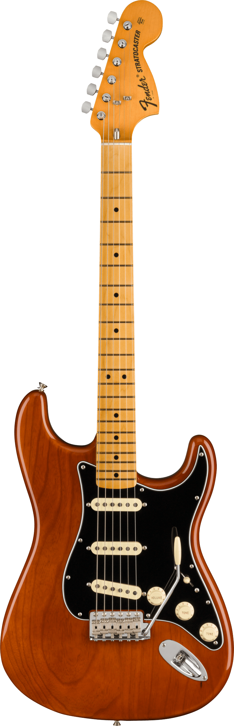 Full frontal of Fender American Vintage II 1973 Stratocaster MP Mocha.