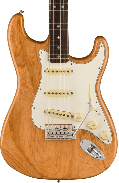 Front of Fender American Vintage II 1973 Stratocaster RW Aged Natural.