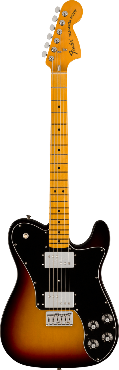 Full frontal of Fender American Vintage II 1975 Telecaster Deluxe MP 3-Color Sunburst.