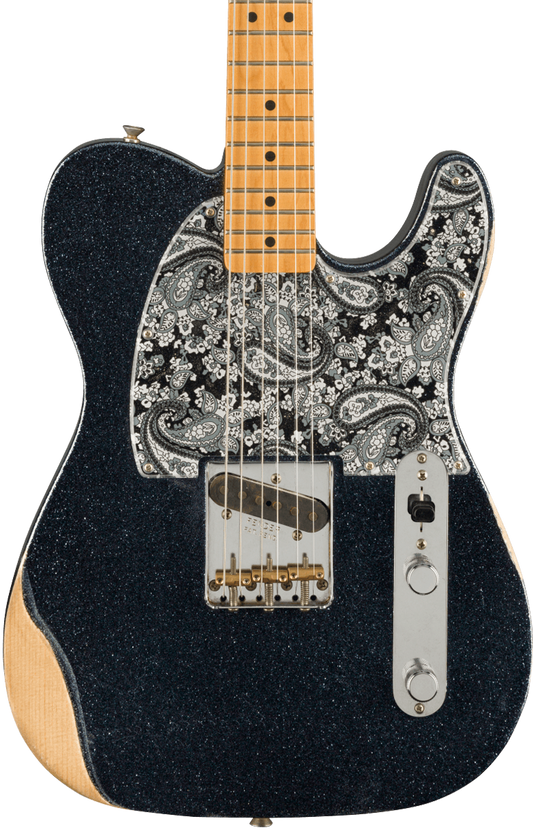 Front of Fender Brad Paisley Esquire Tele Black Sparkle.