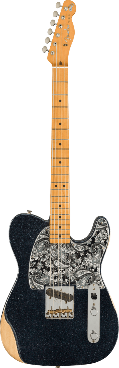 Full frontal of Fender Brad Paisley Esquire Tele Black Sparkle.
