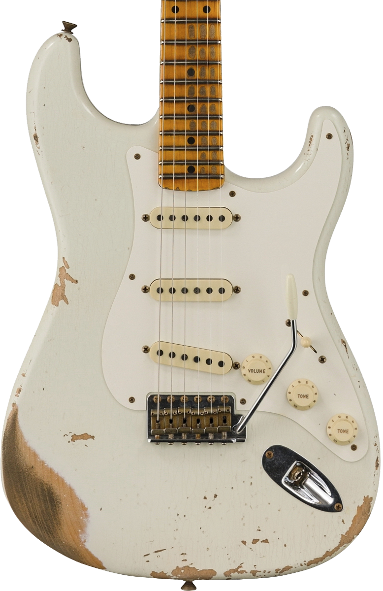 Front of Fender Custom Shop Limited Edition '56 Strat Heavy Relic India Ivory.