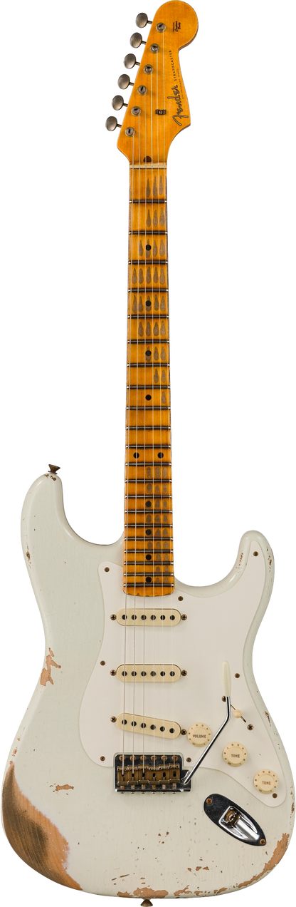 Full frontal of Fender Custom Shop Limited Edition '56 Strat Heavy Relic India Ivory.