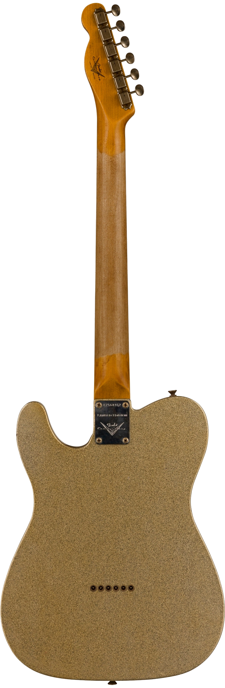 Full back shot of Fender Custom Shop Limited Edition '60 Tele Journeyman Relic Aged Silver Sparkle.