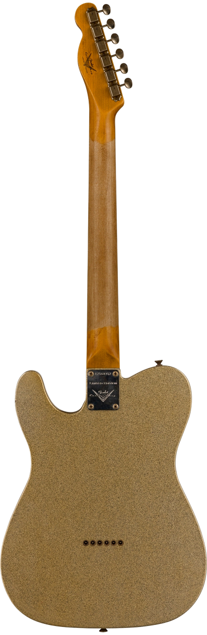 Full back shot of Fender Custom Shop Limited Edition '60 Tele Journeyman Relic Aged Silver Sparkle.