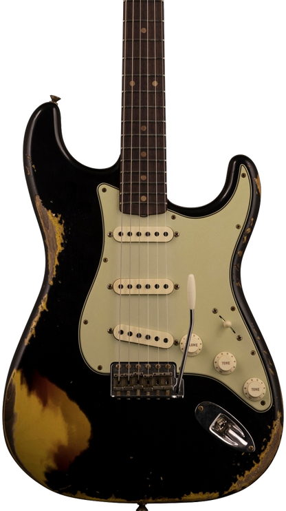 Fender Custom Shop Limited Edition '62 Strat Heavy Relic Aged Black Over 3 Color Sunburst w/case