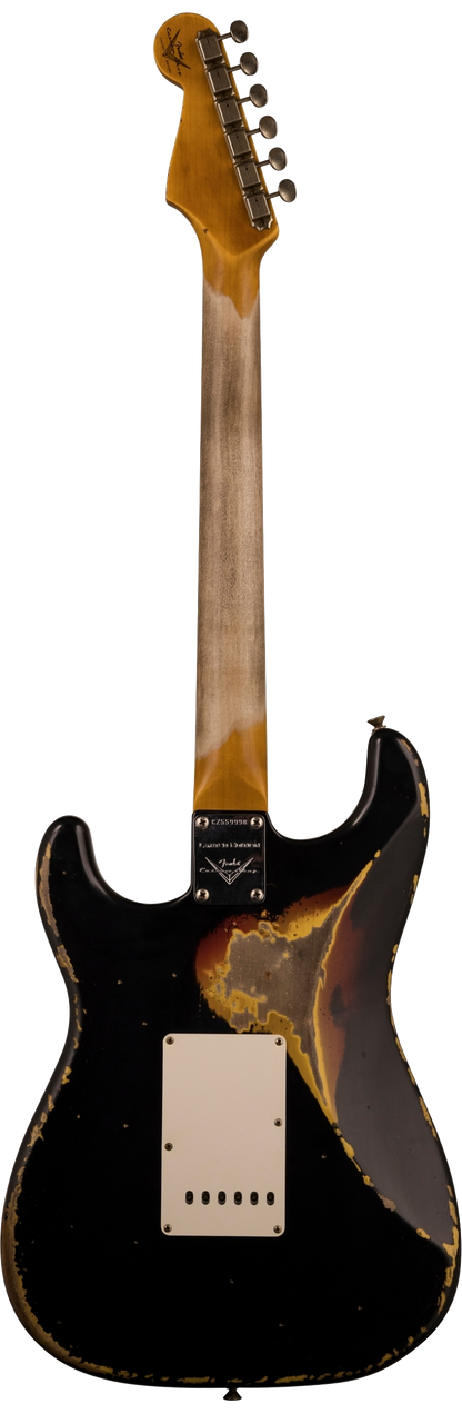 Fender Custom Shop Limited Edition 62 Strat Heavy Relic Aged Black Over 3 Color Sunburst w/case