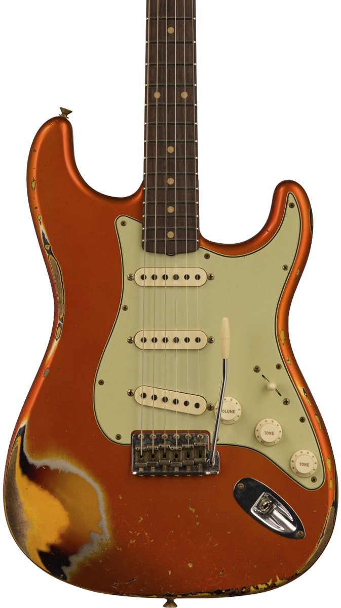 Fender Custom Shop Limited Edition 62 Strat Heavy Relic Aged Candy Tangerine Over 3 Color Sunburst w case