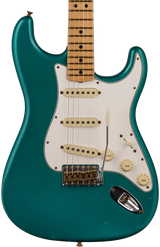 Front of Fender Custom Shop Limited Edition '68 Strat Journeyman Relic Aged Ocean Turquoise.