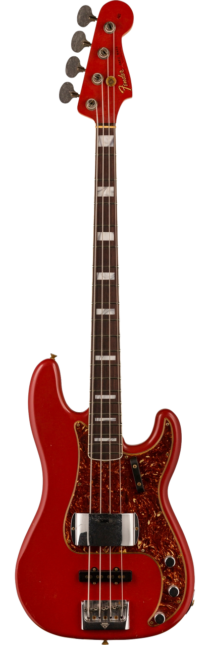 Full frontal of Fender Custom Shop Limited Edition P Bass Special Journeyman Relic Aged Dakota Red.
