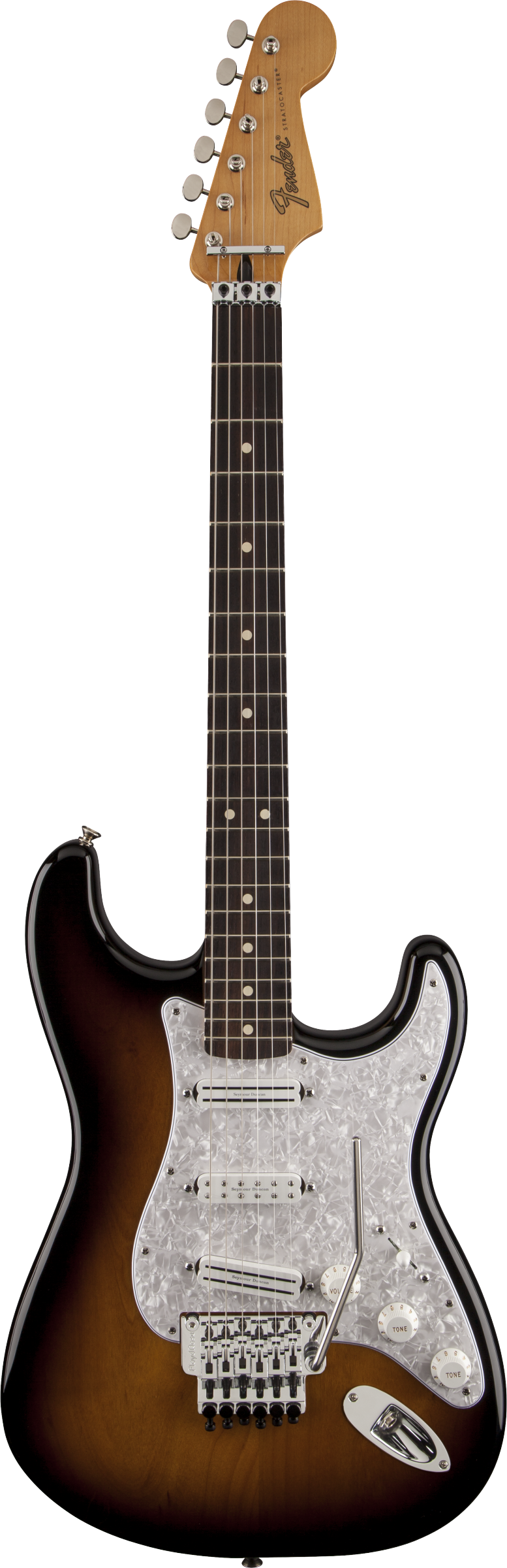 Full frontal of Fender Dave Murray Stratocaster HHH 2-Tone Sunburst.