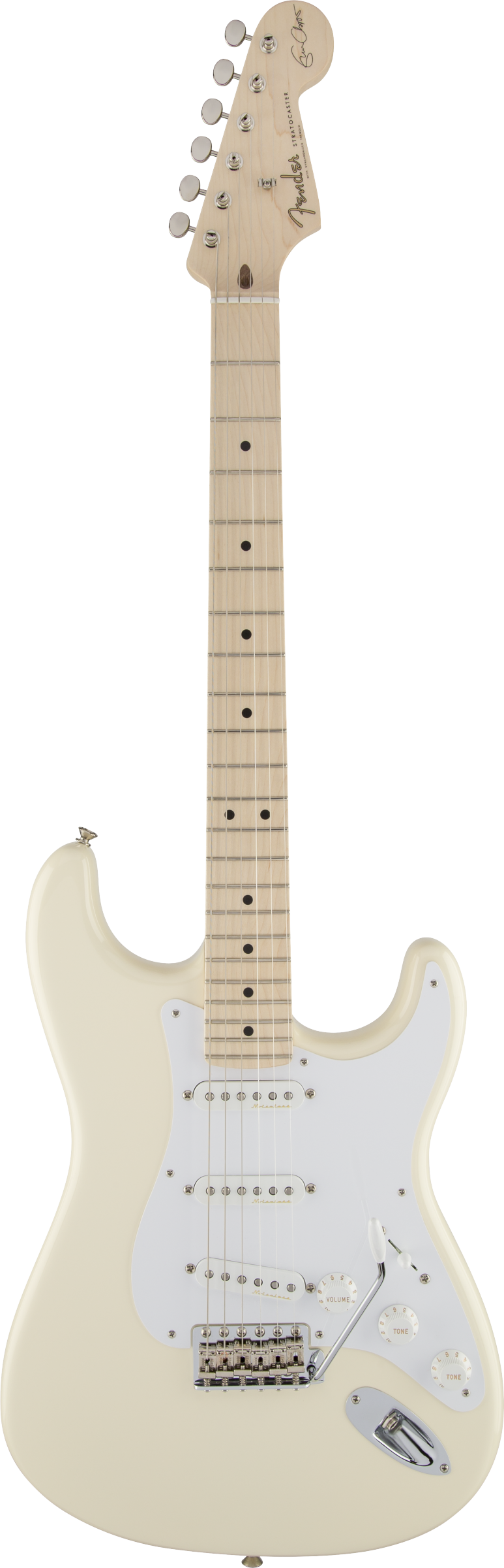 Full frontal of Fender Eric Clapton Stratocaster MP Olympic White.