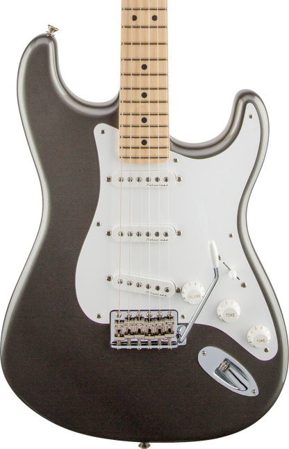 Front of Fender Eric Clapton Stratocaster MP Pewter.