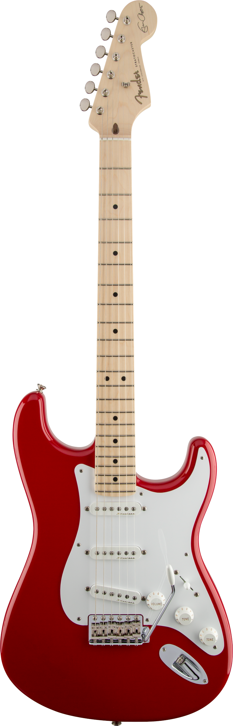 Full frontal of Fender Eric Clapton Stratocaster MP Torino Red.