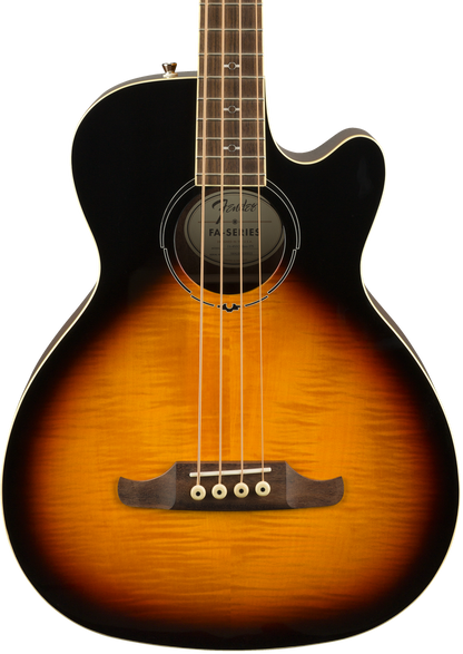 Front of Fender FA-450CE Bass 3-Color Sunburst.