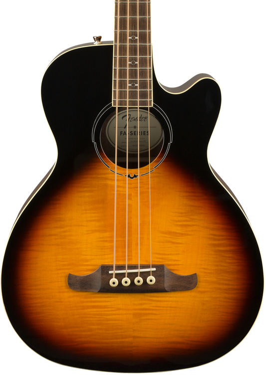 Front of Fender FA-450CE Bass 3-Color Sunburst.
