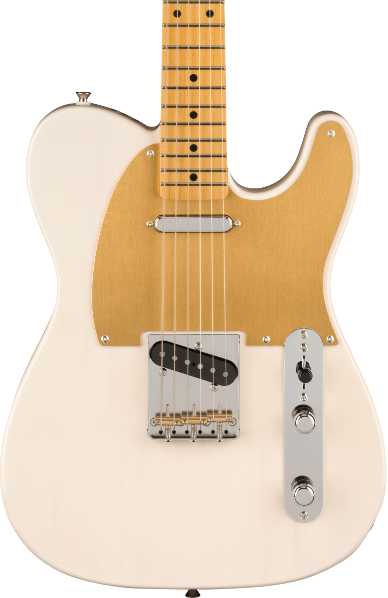 Front of Fender JV Modified '50s Telecaster MP White Blonde.