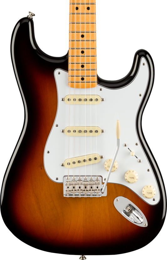 Front of Fender Jimi Hendrix Stratocaster Maple Fingerboard 3-Color Sunburst.