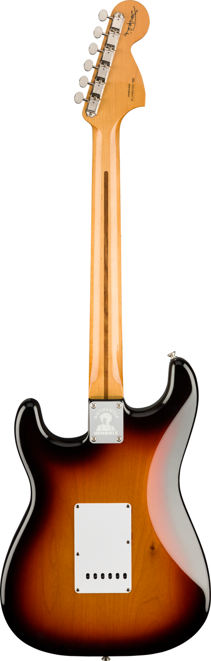 Back of Fender Jimi Hendrix Stratocaster Maple Fingerboard 3-Color Sunburst.