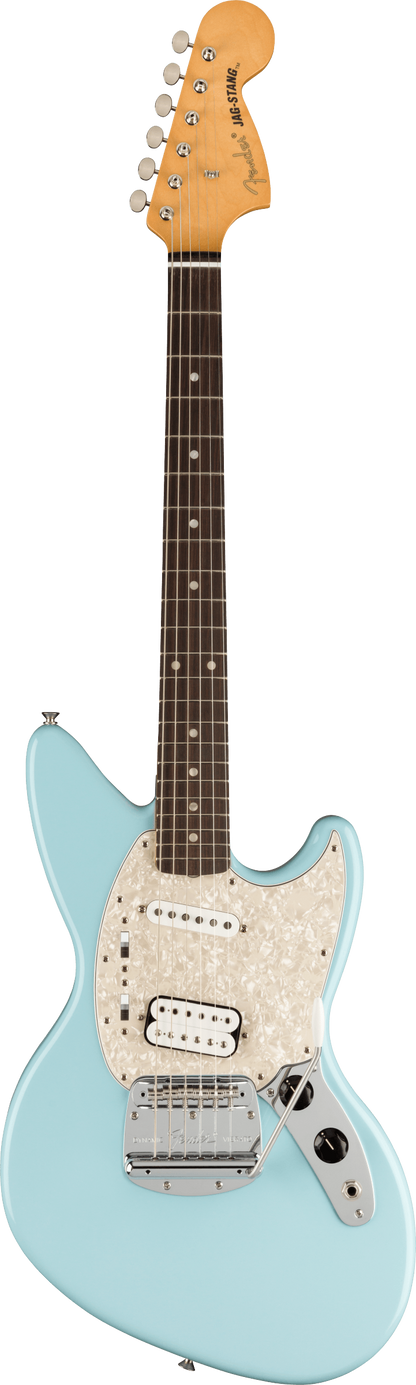 Full frontal of Fender Kurt Cobain Jag-Stang RW Sonic Blue.