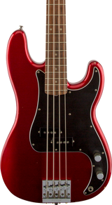 Front of Fender Nate Mendel P Bass RW Candy Apple Red.