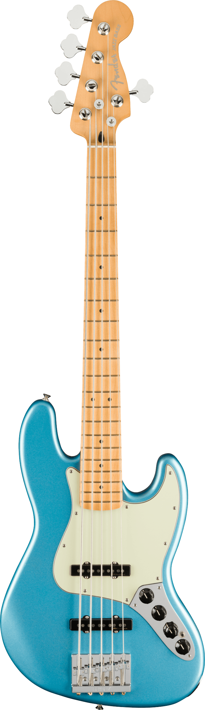 Full frontal of Fender Player Plus Jazz Bass V MP Opal Spark.